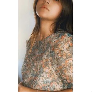 Zara long, A-line, floral dress.